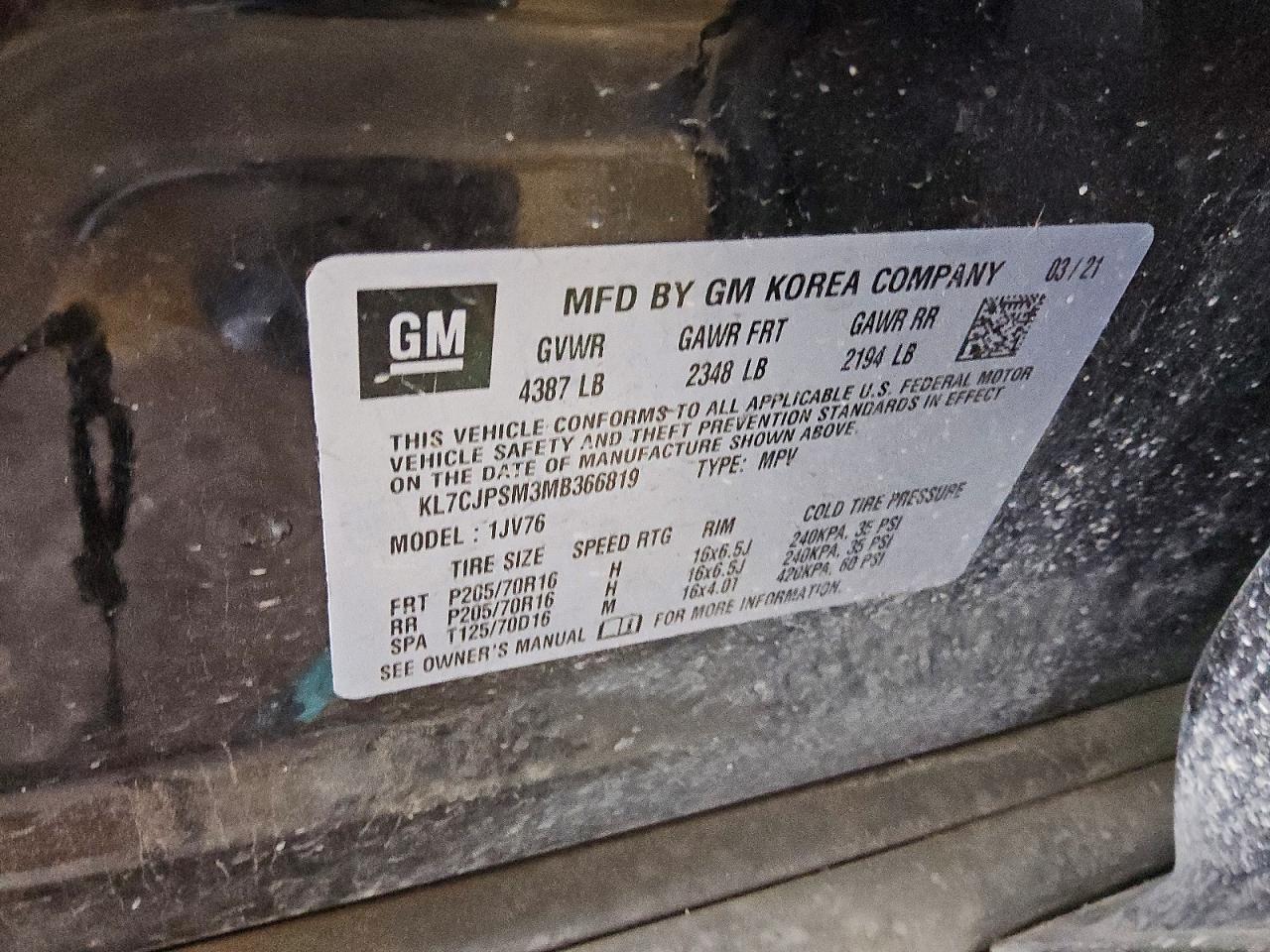 2021 CHEVROLET TRAX 1LT photo 13