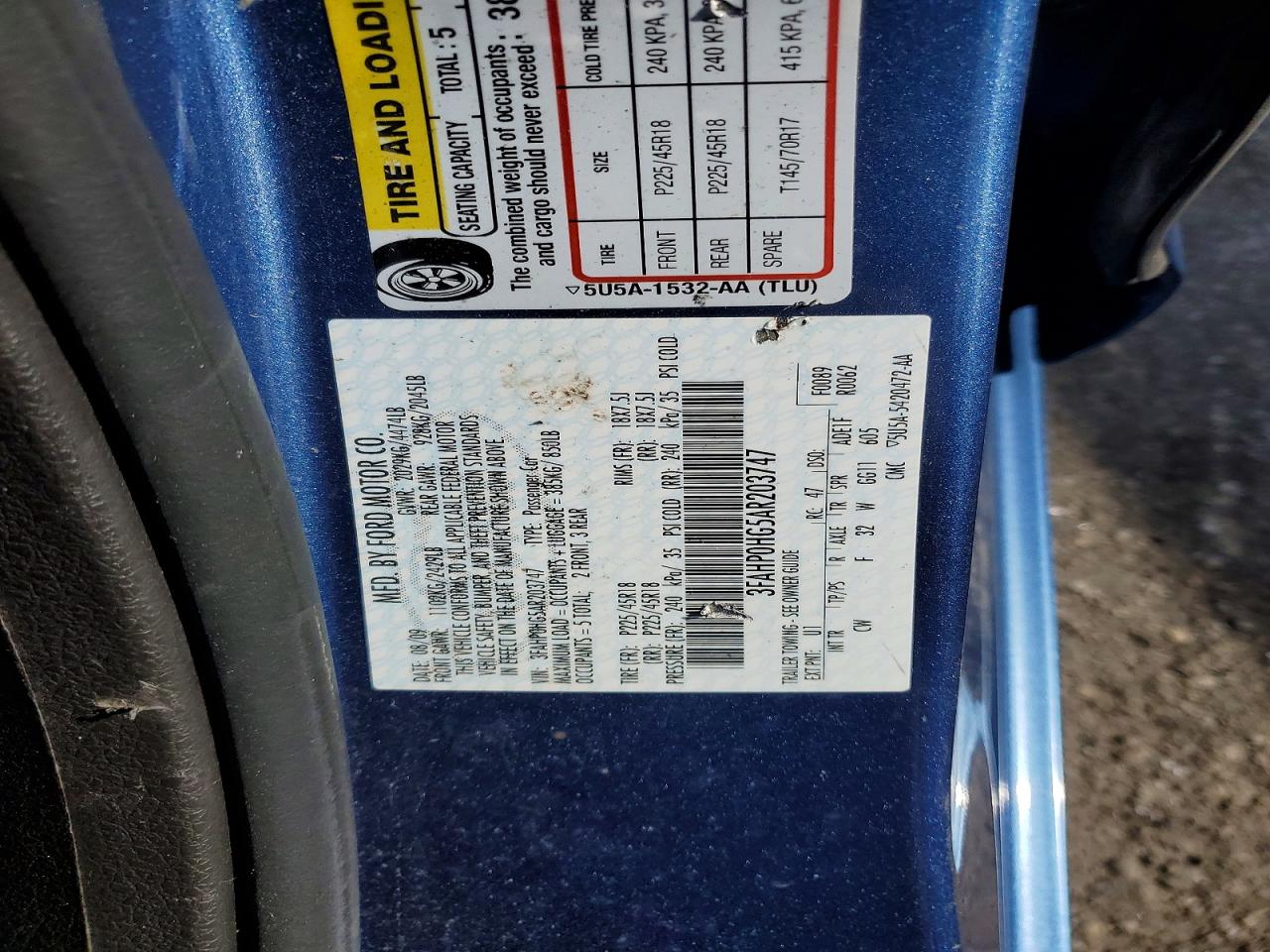 2010 FORD FUSION SE photo 12