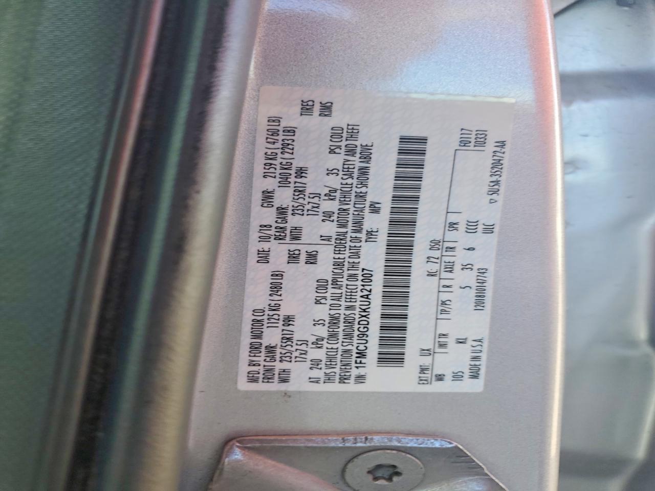 2019 FORD ESCAPE SE photo 13