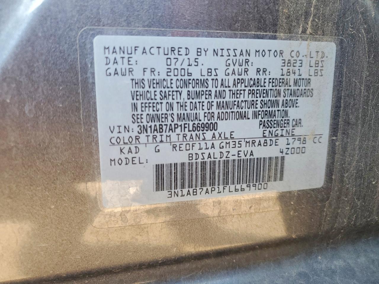 2015 NISSAN SENTRA SV photo 12