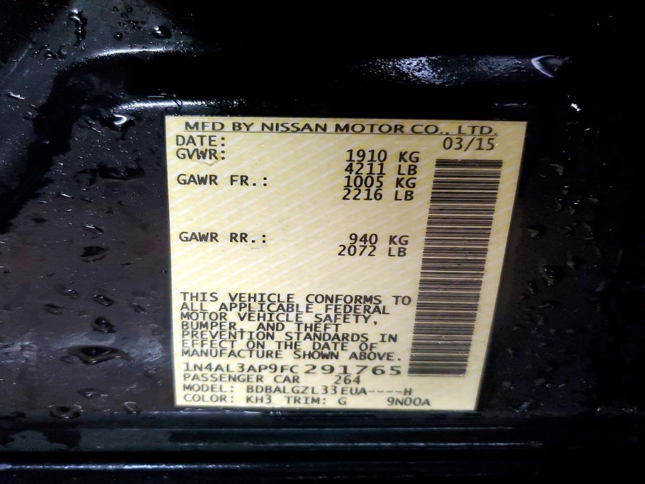 2015 NISSAN ALTIMA 2.5 photo 12