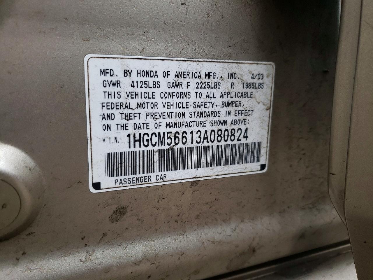 2003 HONDA ACCORD EX photo 12