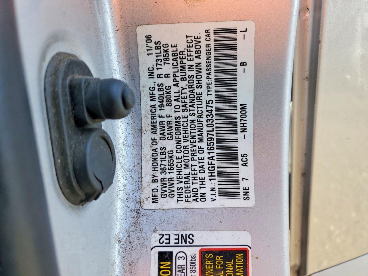 2007 HONDA CIVIC LX photo 12