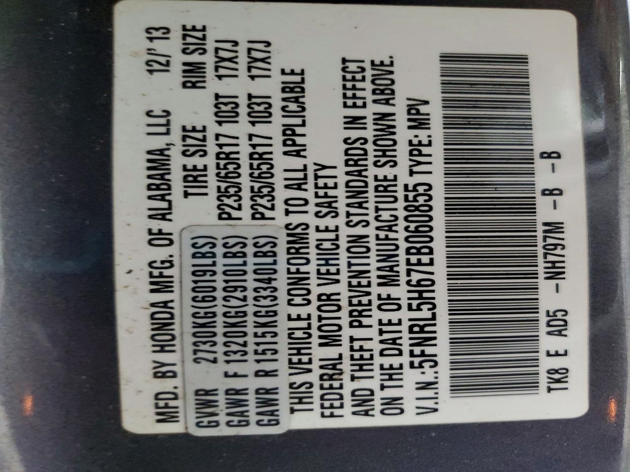 2014 HONDA ODYSSEY EXL photo 14