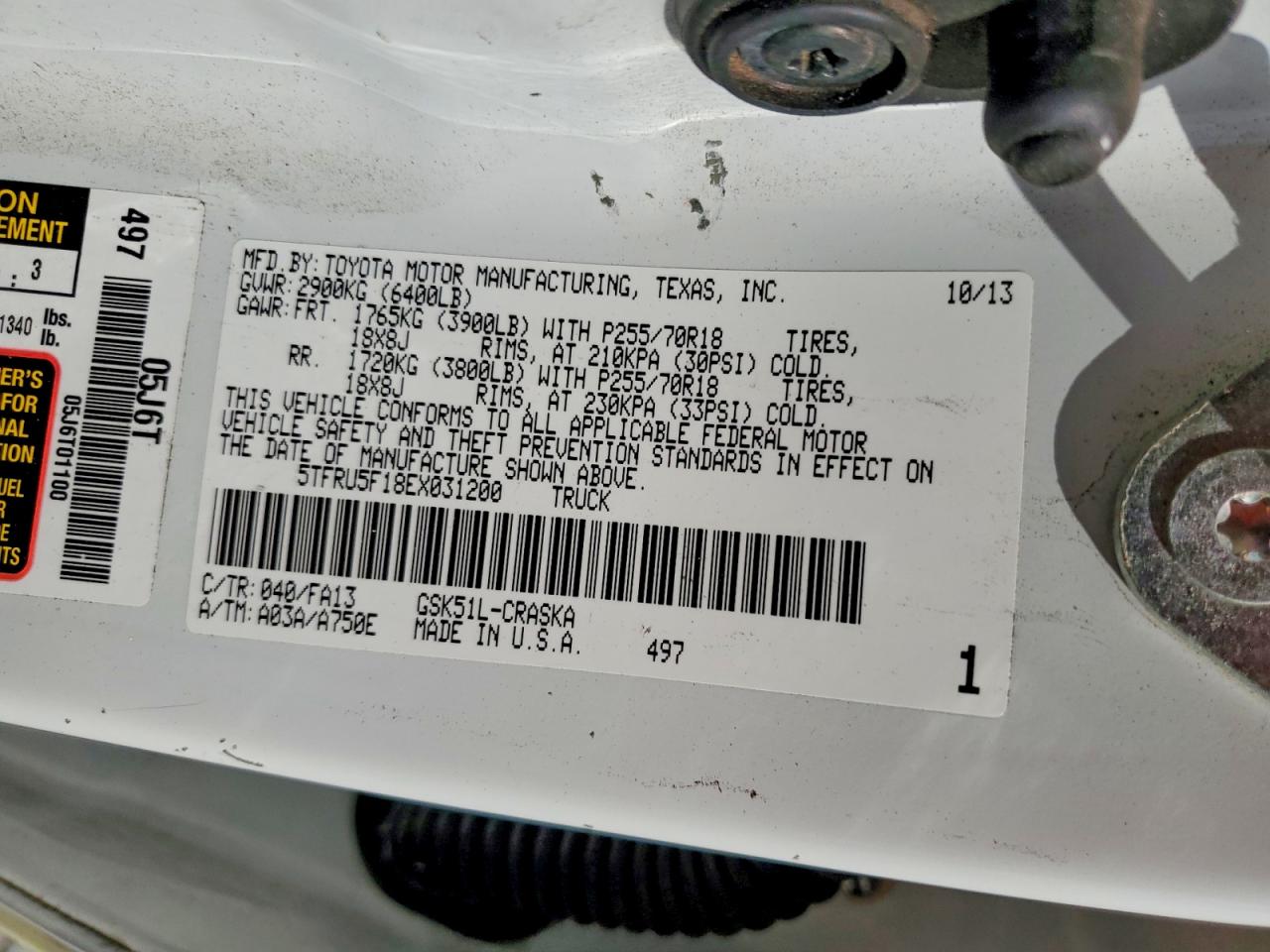 2014 TOYOTA TUNDRA DOUBLE CAB SR photo 12