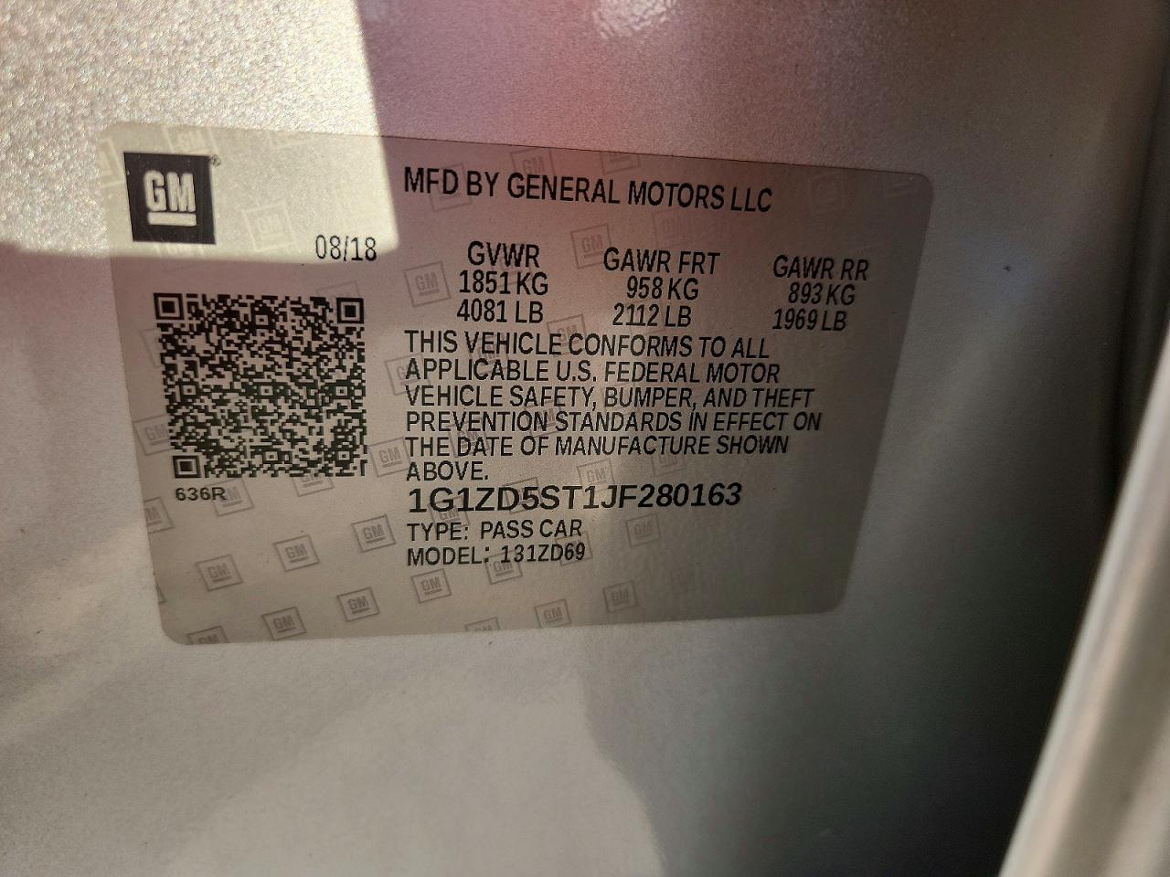 2018 CHEVROLET MALIBU LT photo 12