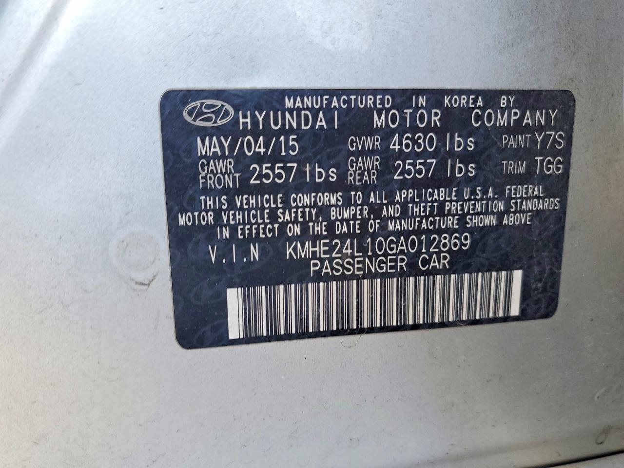 2016 HYUNDAI SONATA HYBRID photo 12
