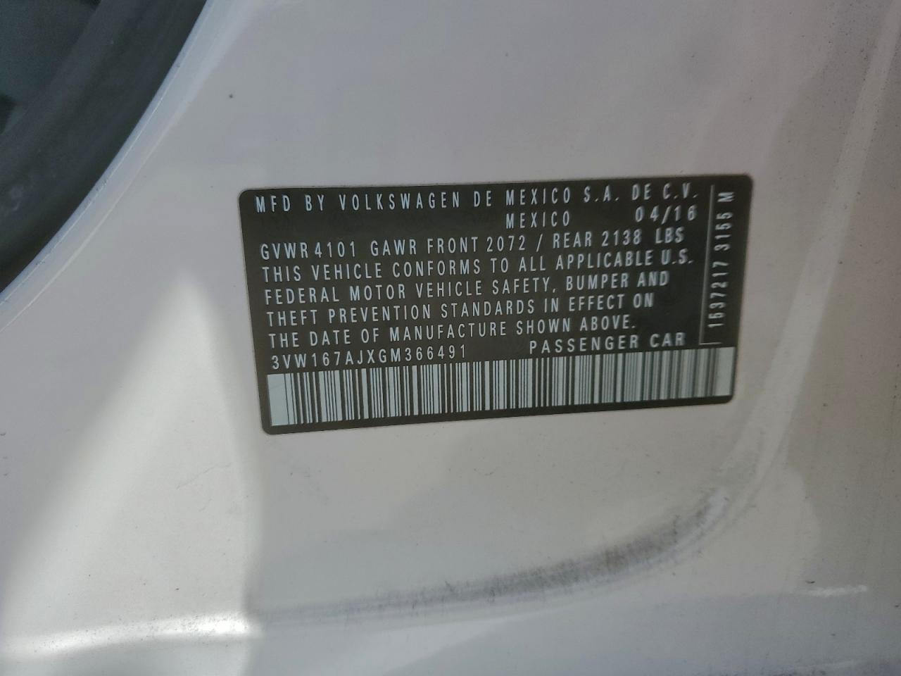 2016 VOLKSWAGEN JETTA S photo 12