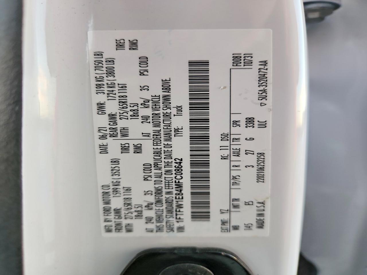 2021 FORD F150 SUPERCREW photo 13