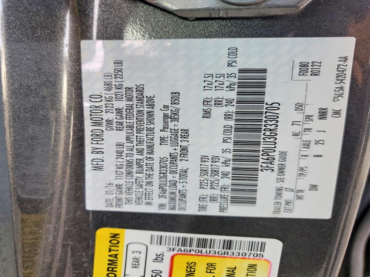 2016 FORD FUSION SE HYBRID photo 12