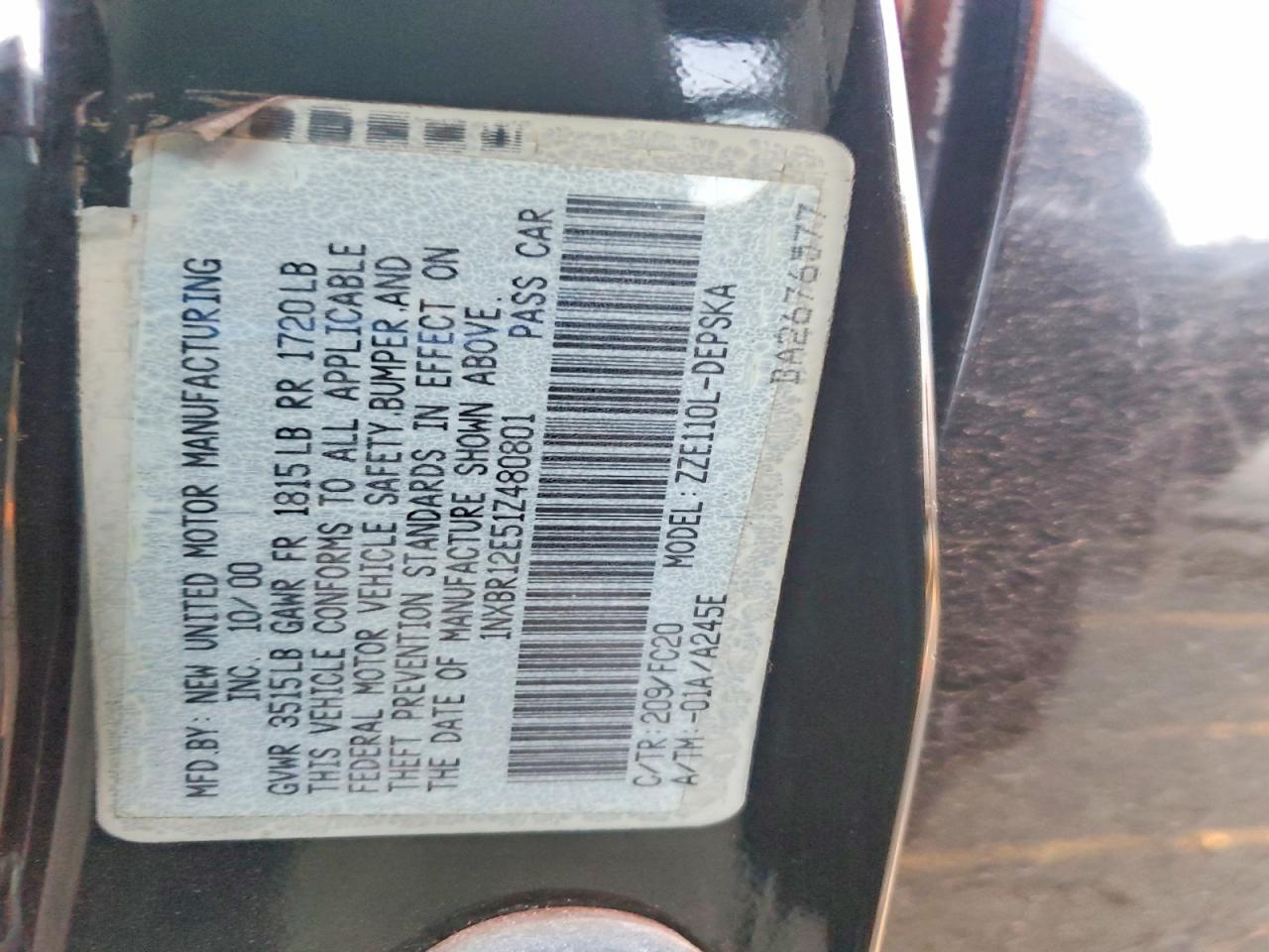 2001 TOYOTA COROLLA CE photo 34