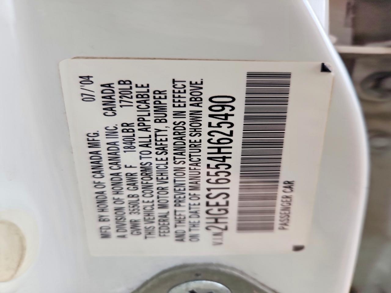 2004 HONDA CIVIC LX photo 12