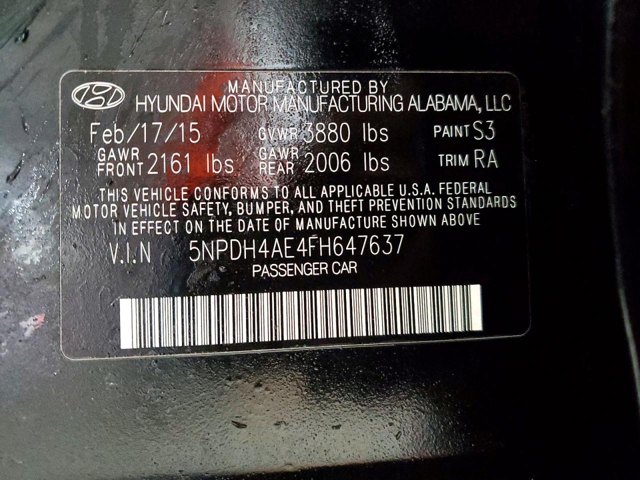 2015 HYUNDAI ELANTRA SE photo 13