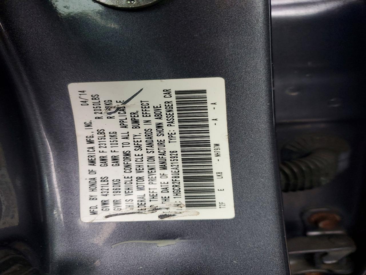 2014 HONDA ACCORD EXL photo 12