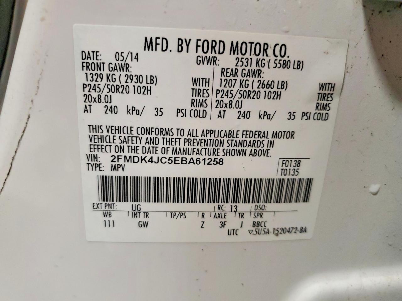 2014 FORD EDGE SEL photo 13