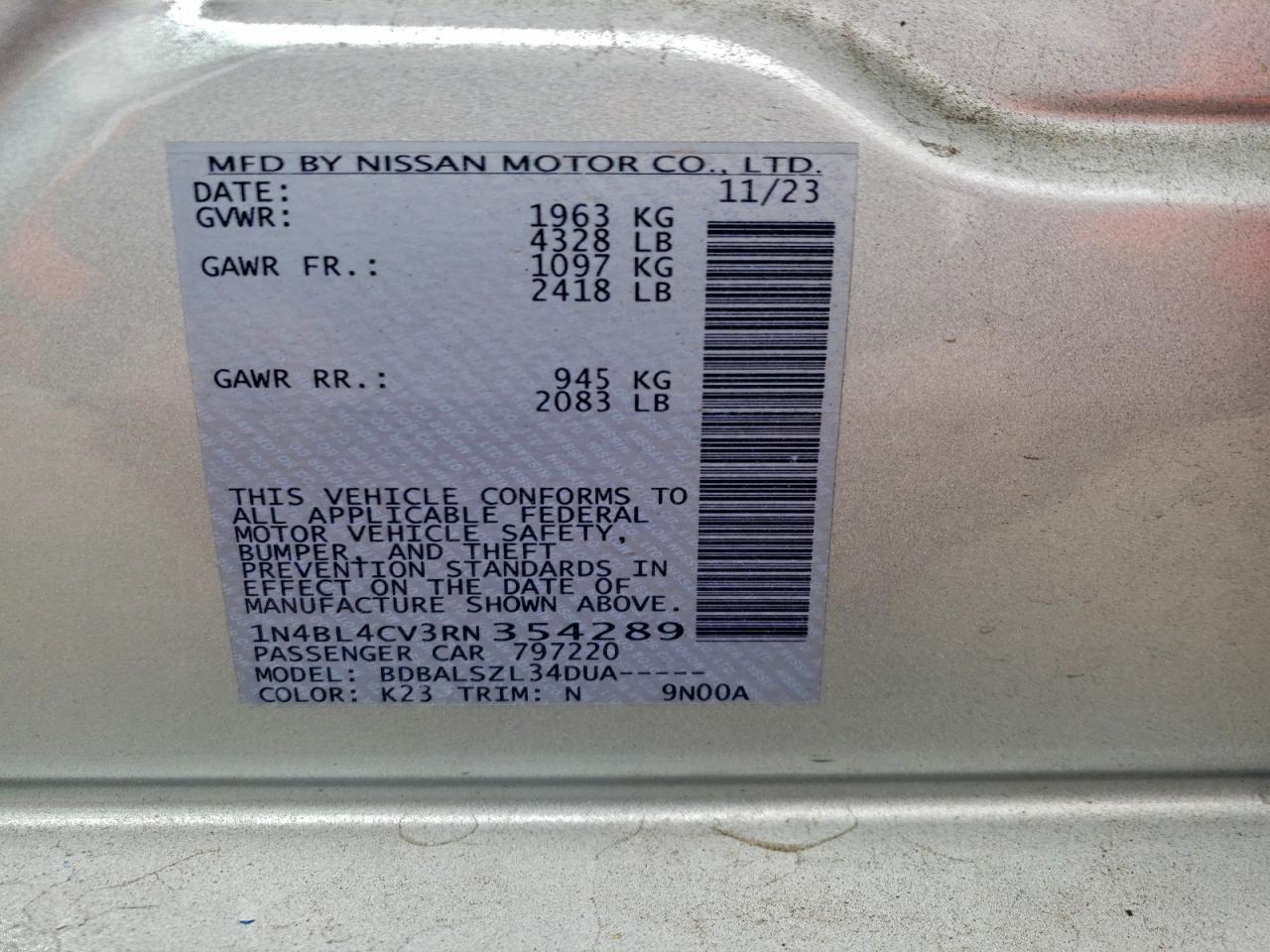 2024 NISSAN ALTIMA SR photo 12