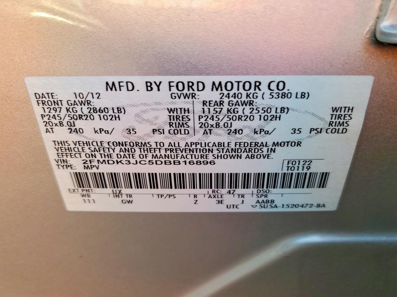 2013 FORD EDGE SEL photo 13