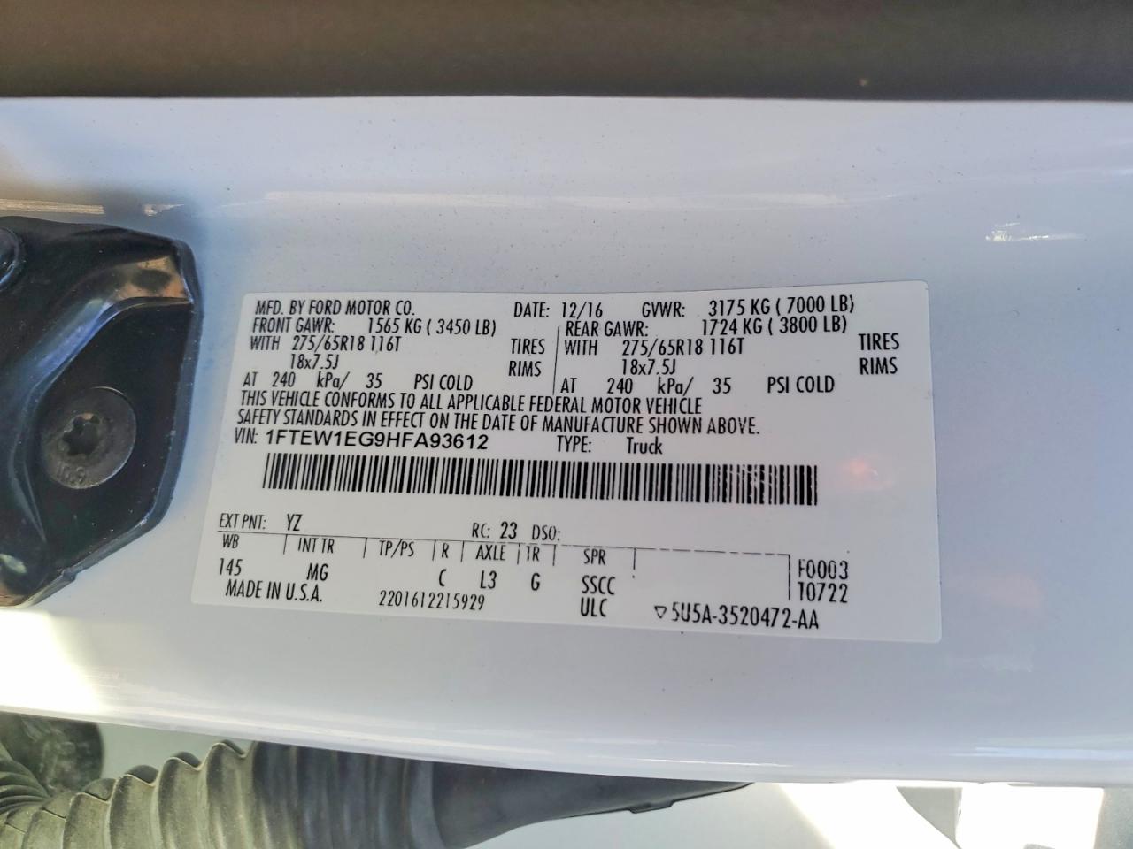 2017 FORD F150 SUPERCREW photo 12