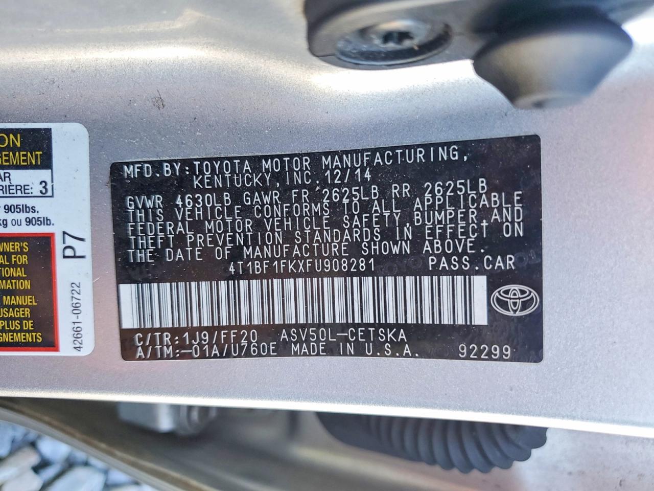 2015 TOYOTA CAMRY SE photo 13