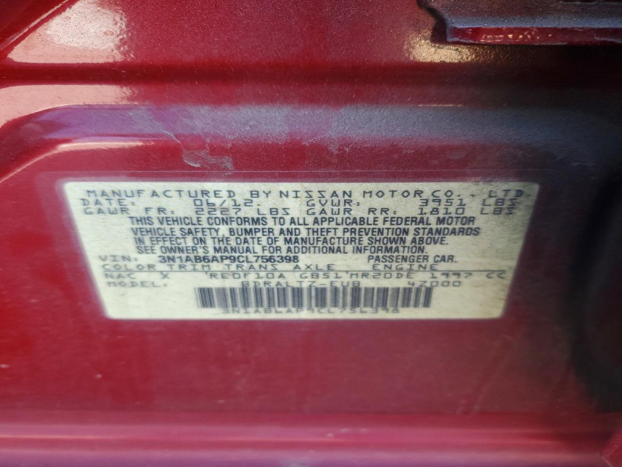 2012 NISSAN SENTRA 2.0 photo 12