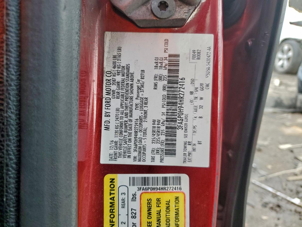 2017 FORD FUSION SE photo 13