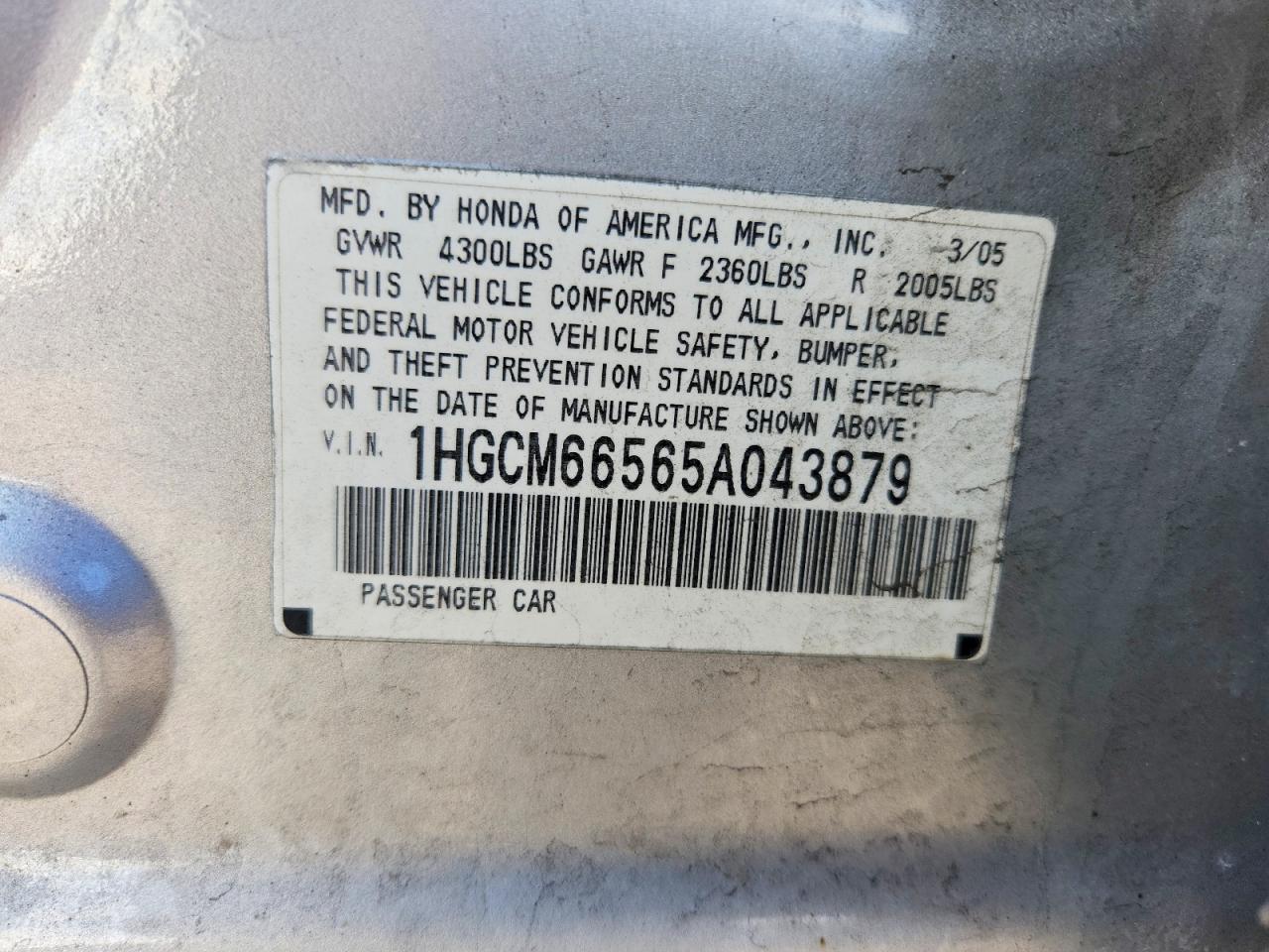 2005 HONDA ACCORD EX photo 13
