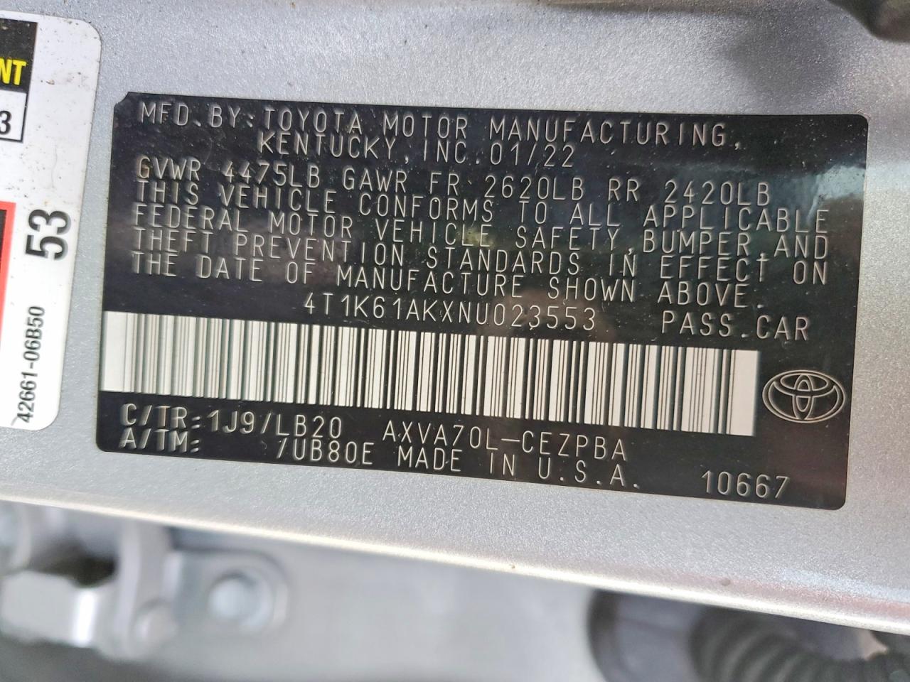 2022 TOYOTA CAMRY XSE photo 12