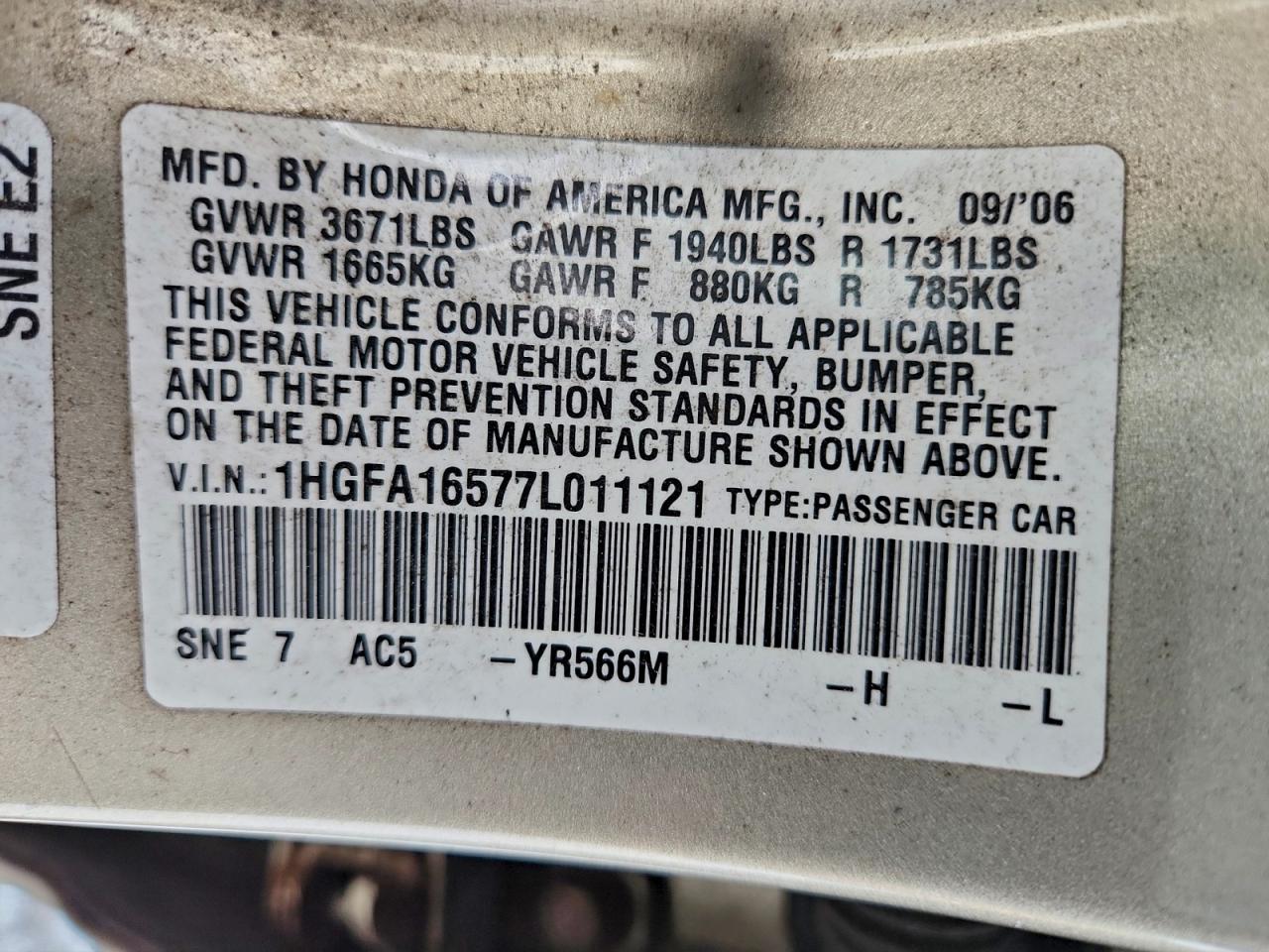 2007 HONDA CIVIC LX photo 13