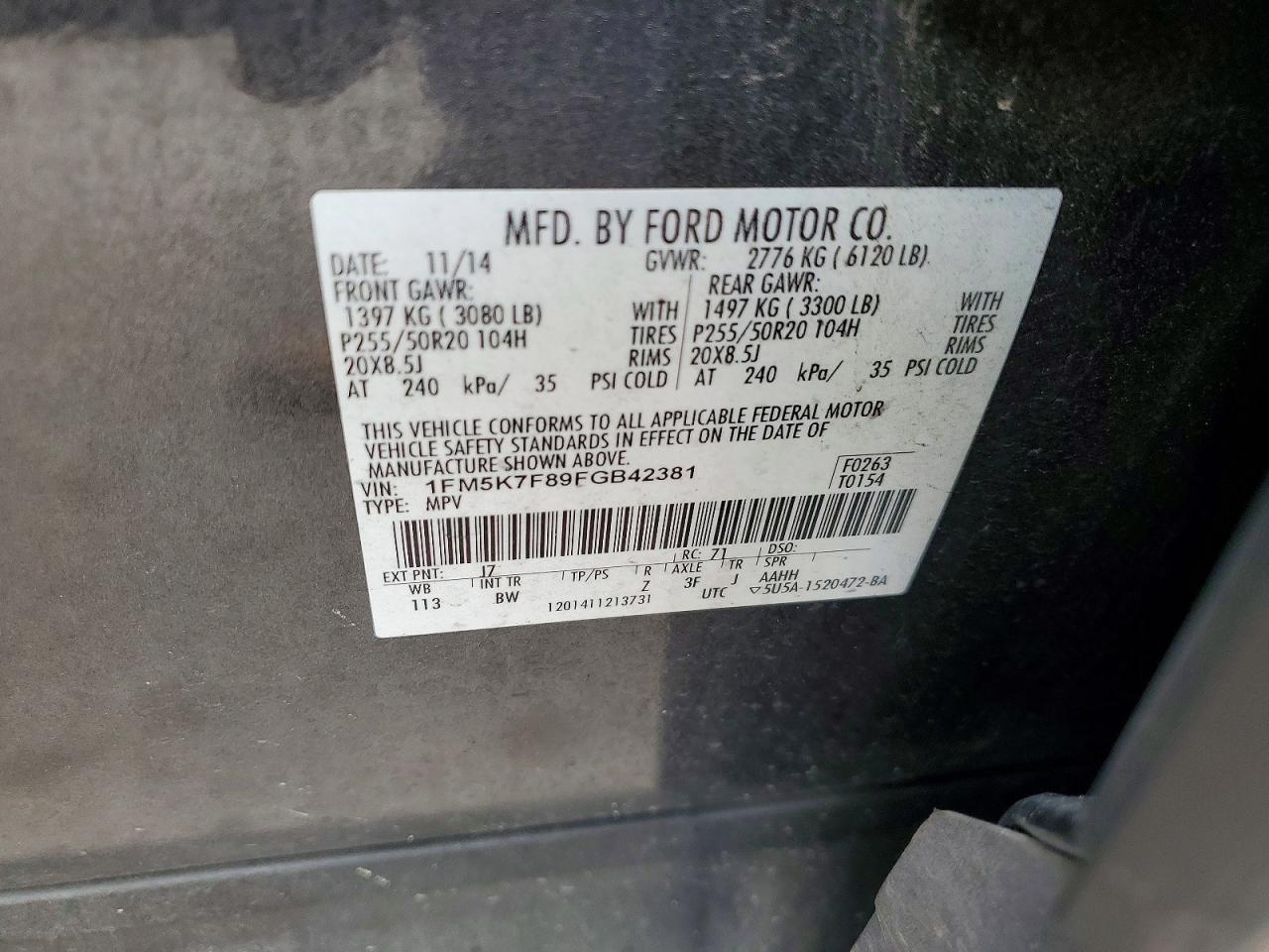2015 FORD EXPLORER LIMITED photo 13