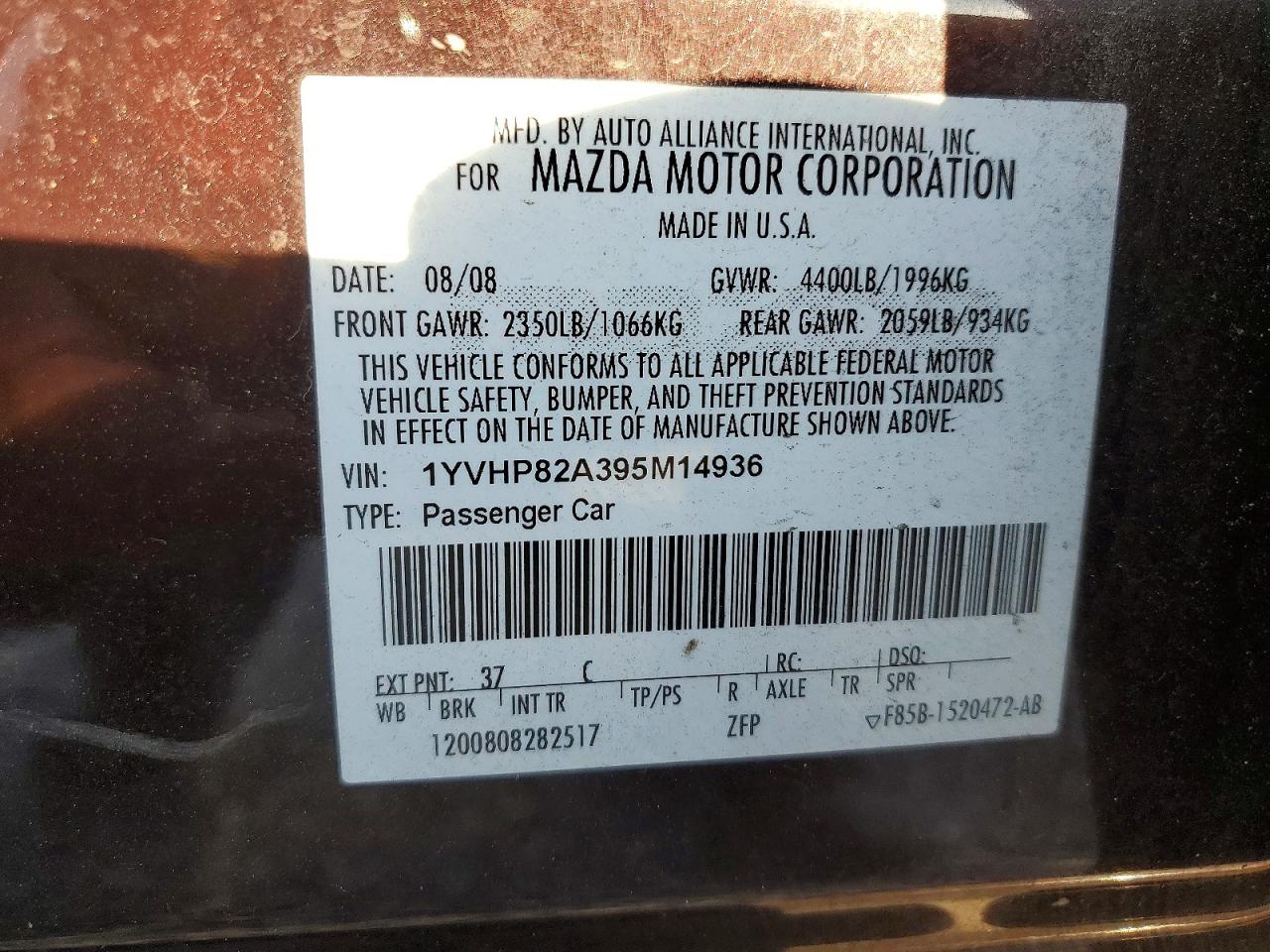 2009 MAZDA 6 I photo 12
