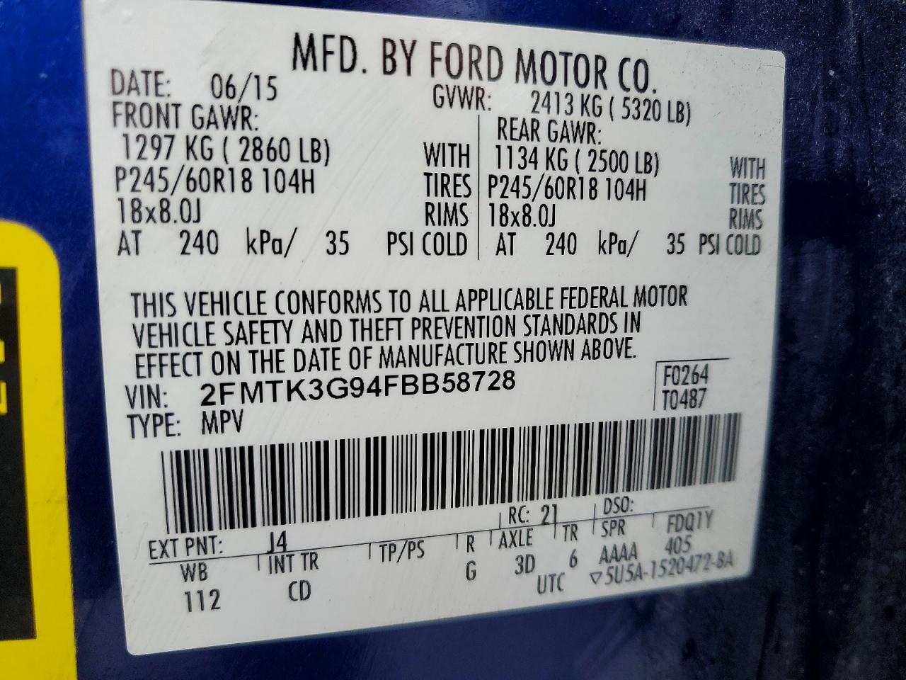 2015 FORD EDGE SE photo 13