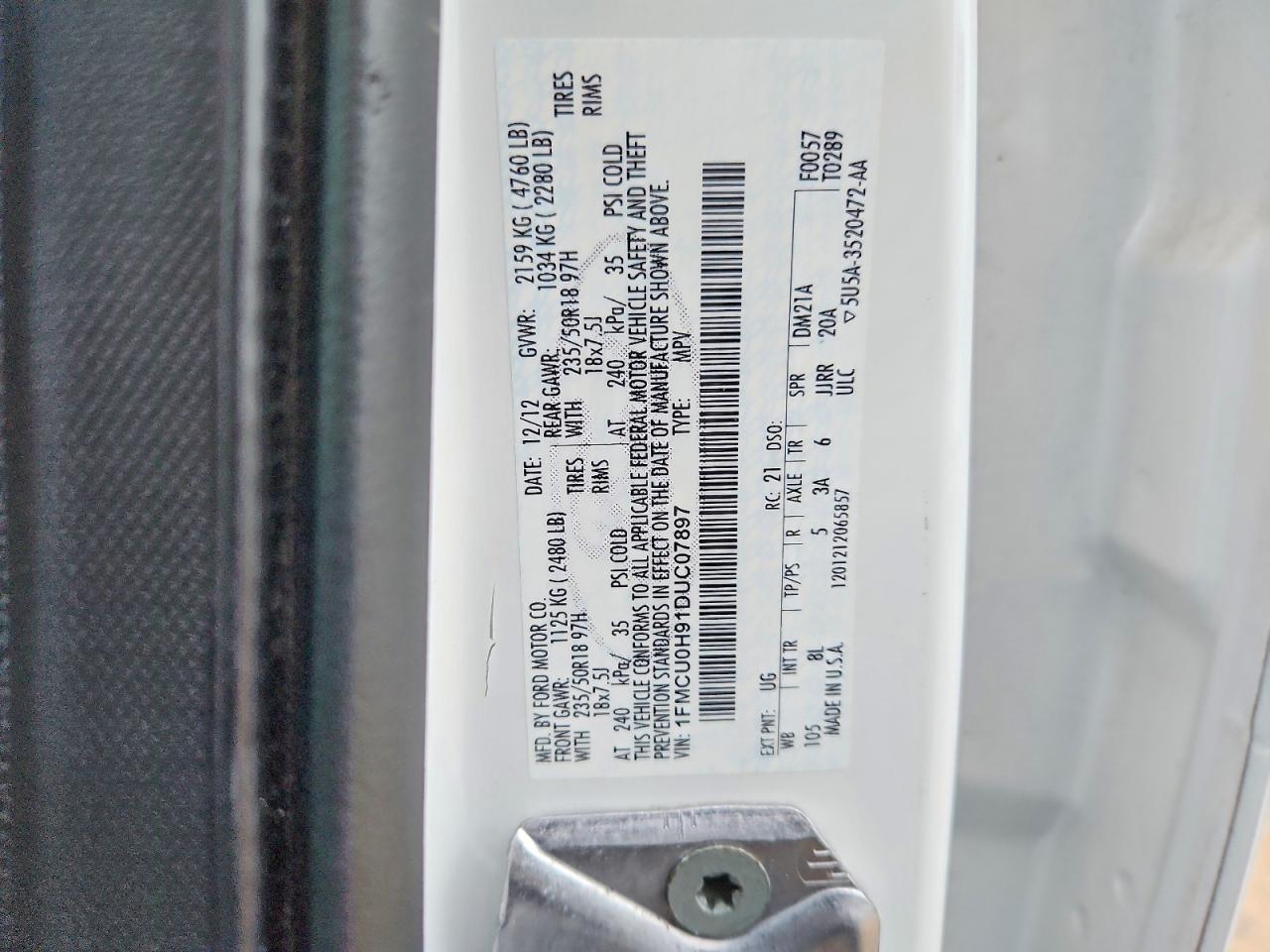 2013 FORD ESCAPE SEL photo 13