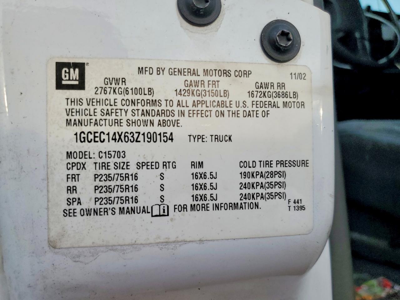 2003 CHEVROLET SILVERADO C1500 photo 12