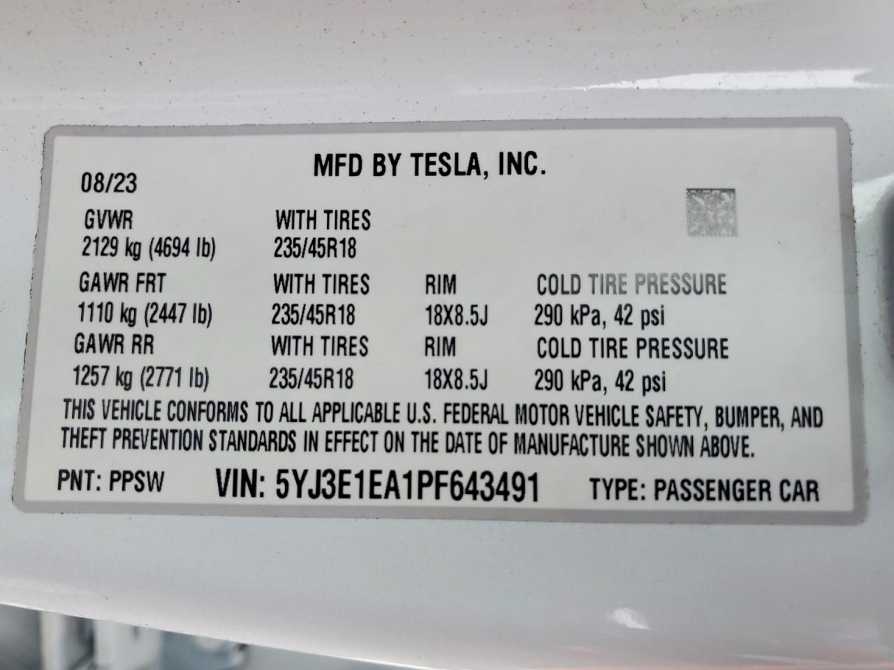 2023 TESLA MODEL 3 photo 12