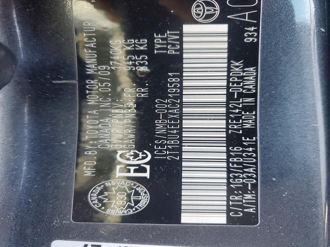 2010 TOYOTA COROLLA BASE photo 12