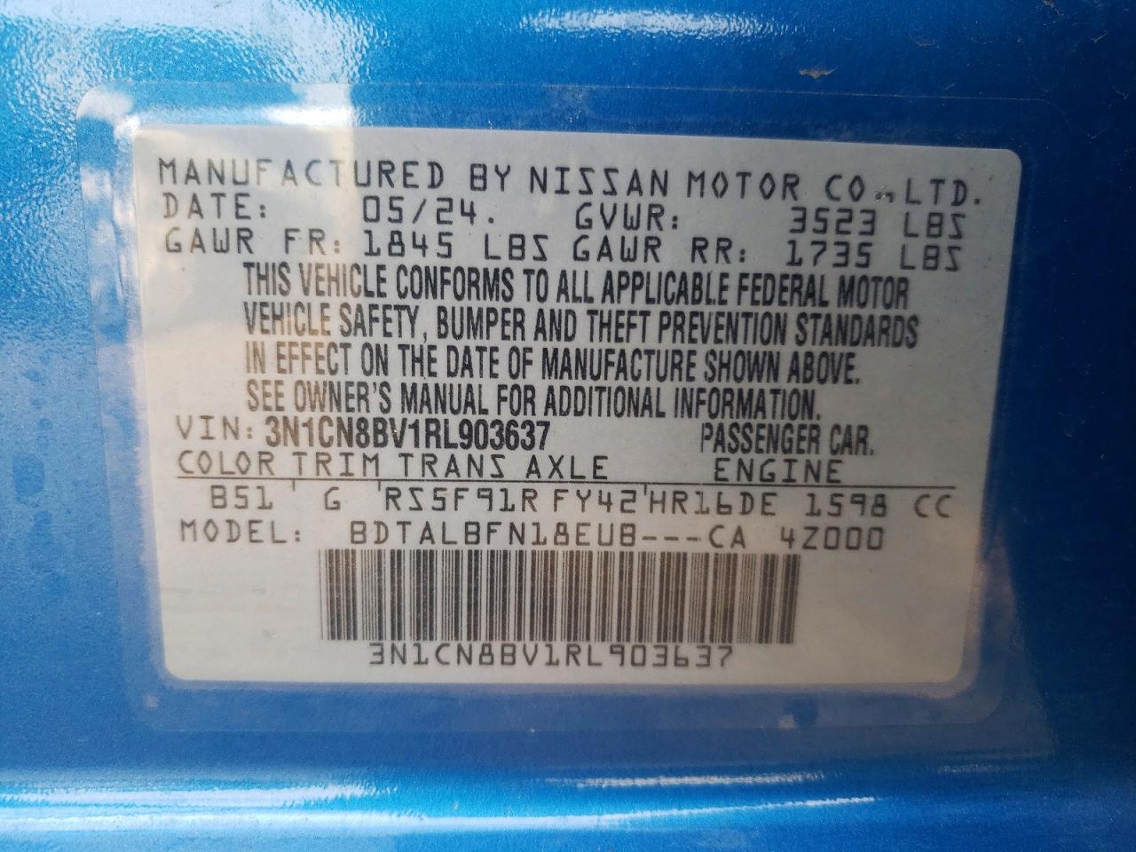 2024 NISSAN VERSA S photo 12