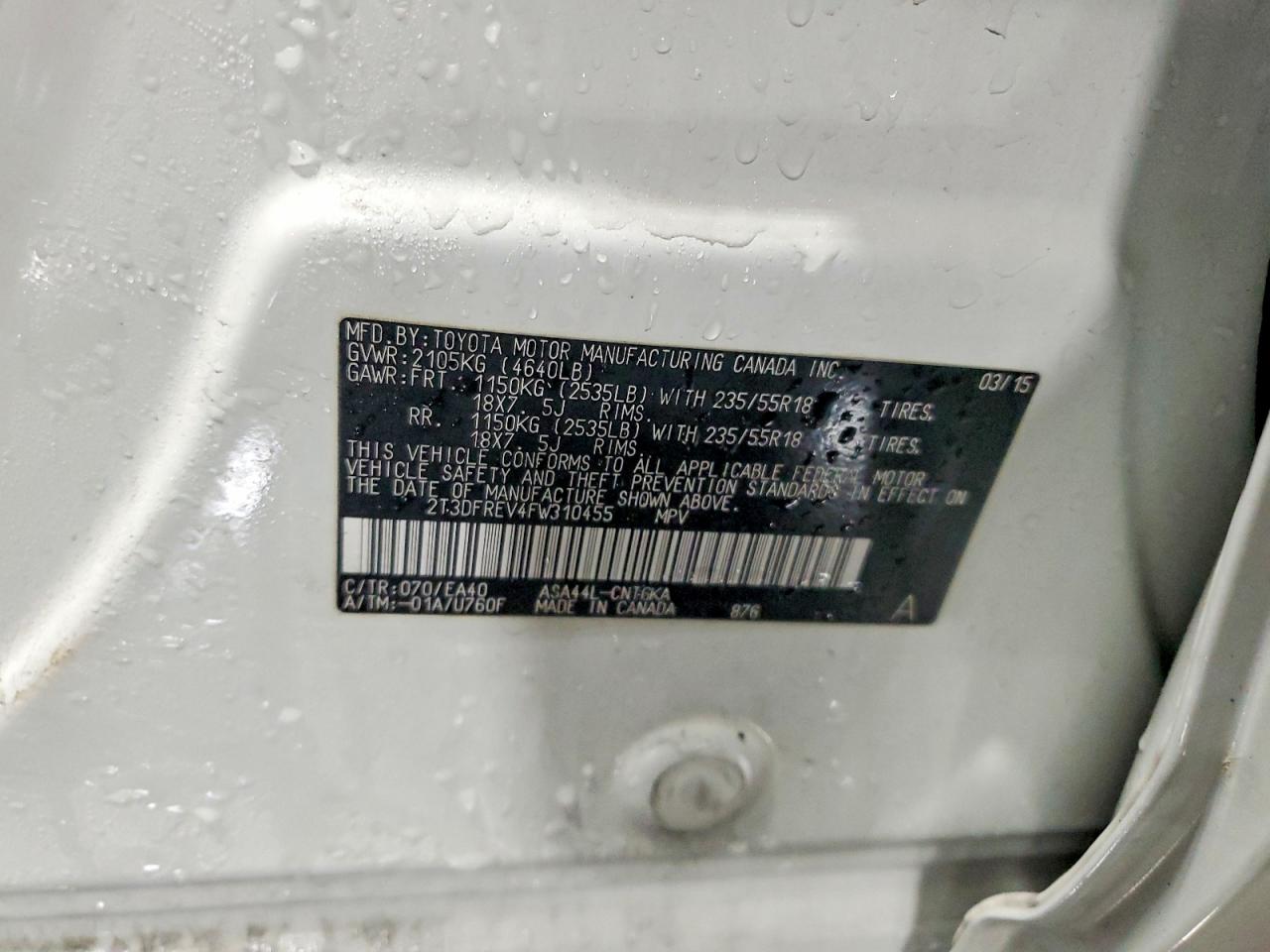 2015 TOYOTA RAV4 LIMITED photo 14