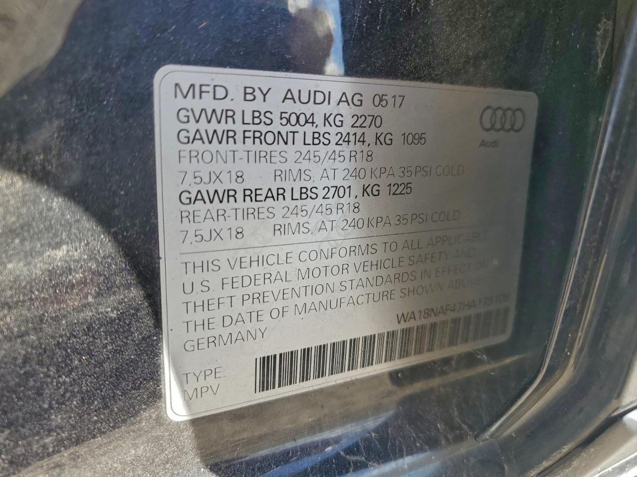 2017 AUDI A4 ALLROAD PREMIUM PLUS photo 12