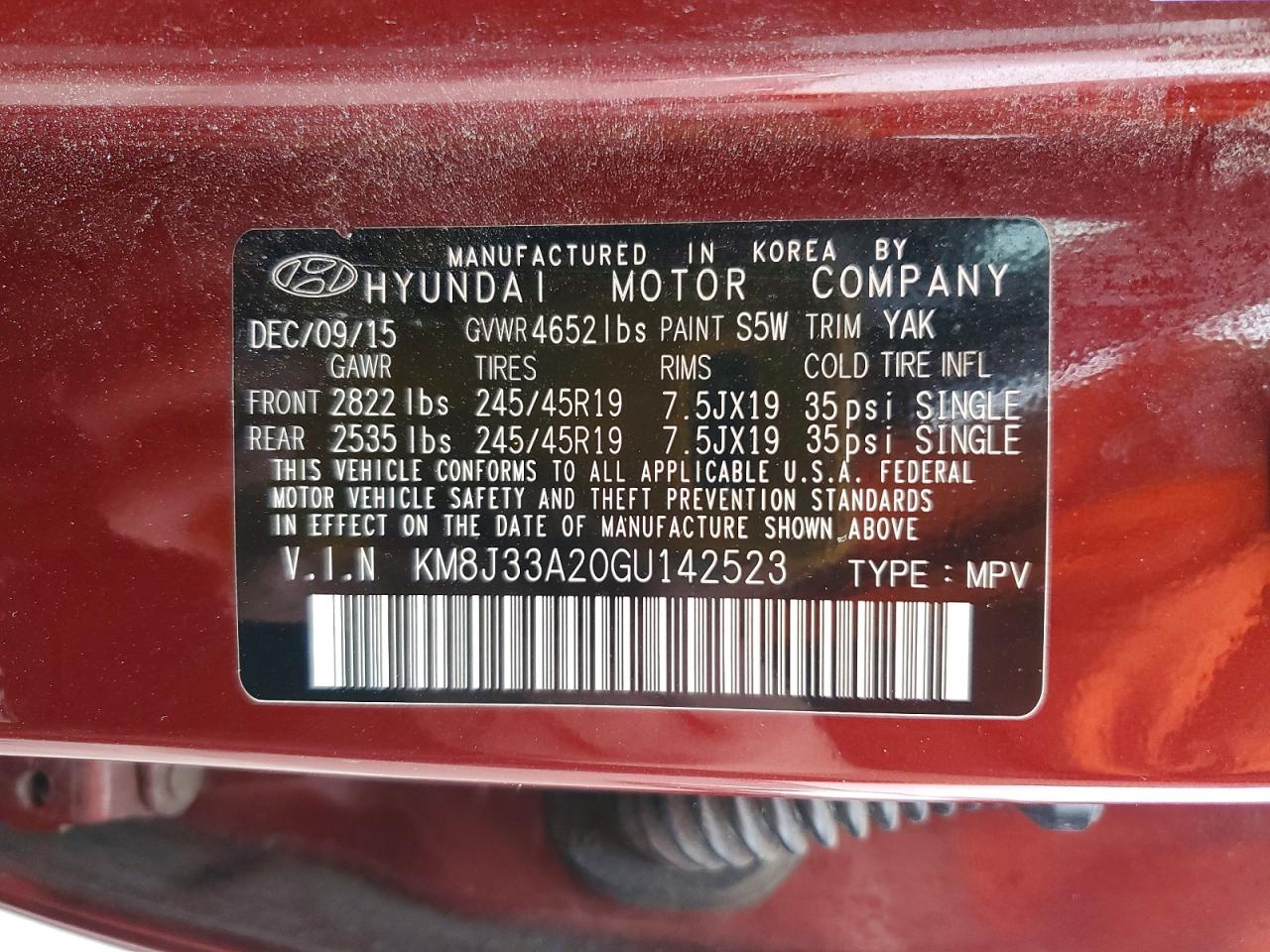2016 HYUNDAI TUCSON LIMITED photo 13