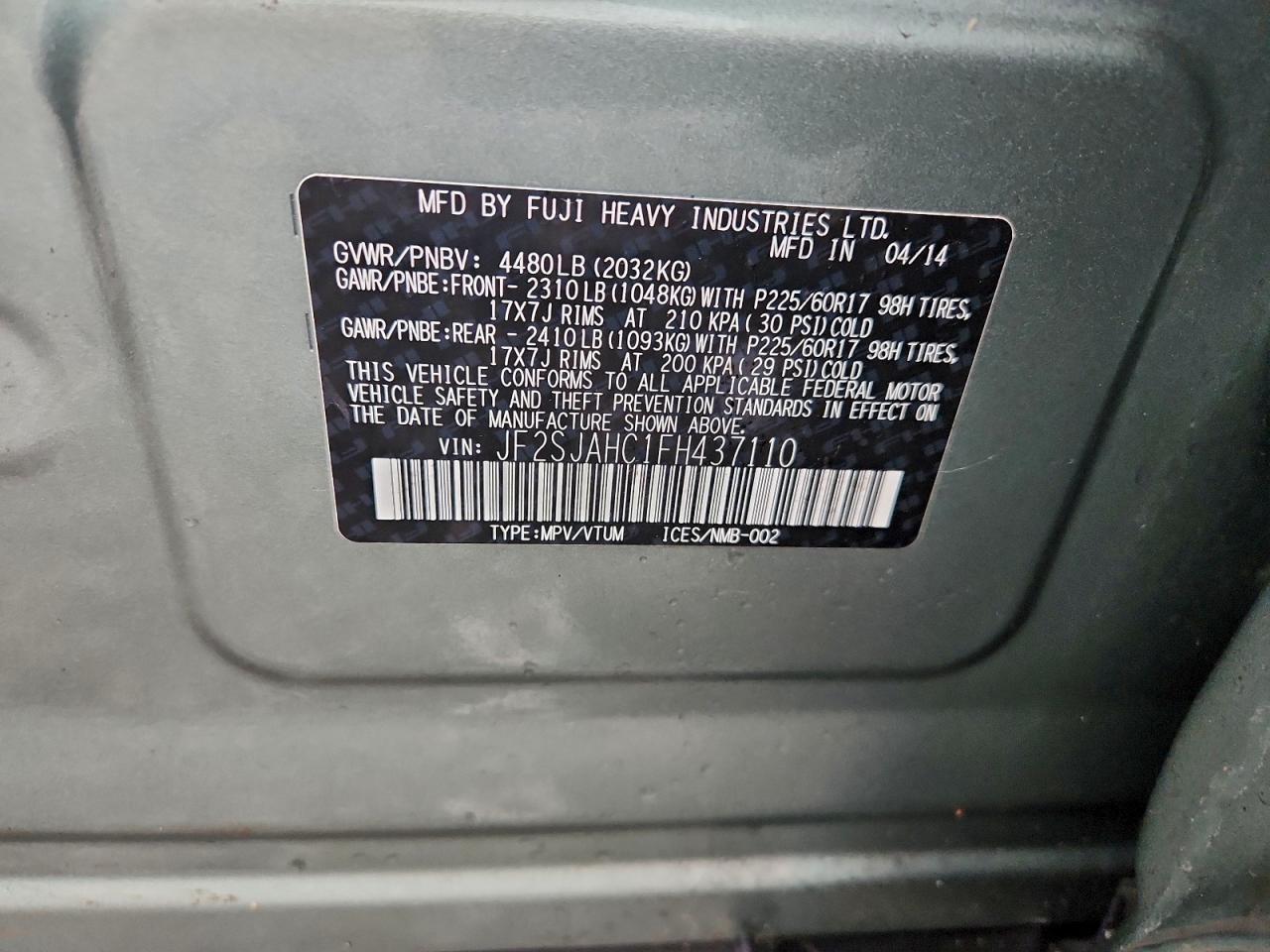 2015 SUBARU FORESTER 2.5I LIMITED photo 14