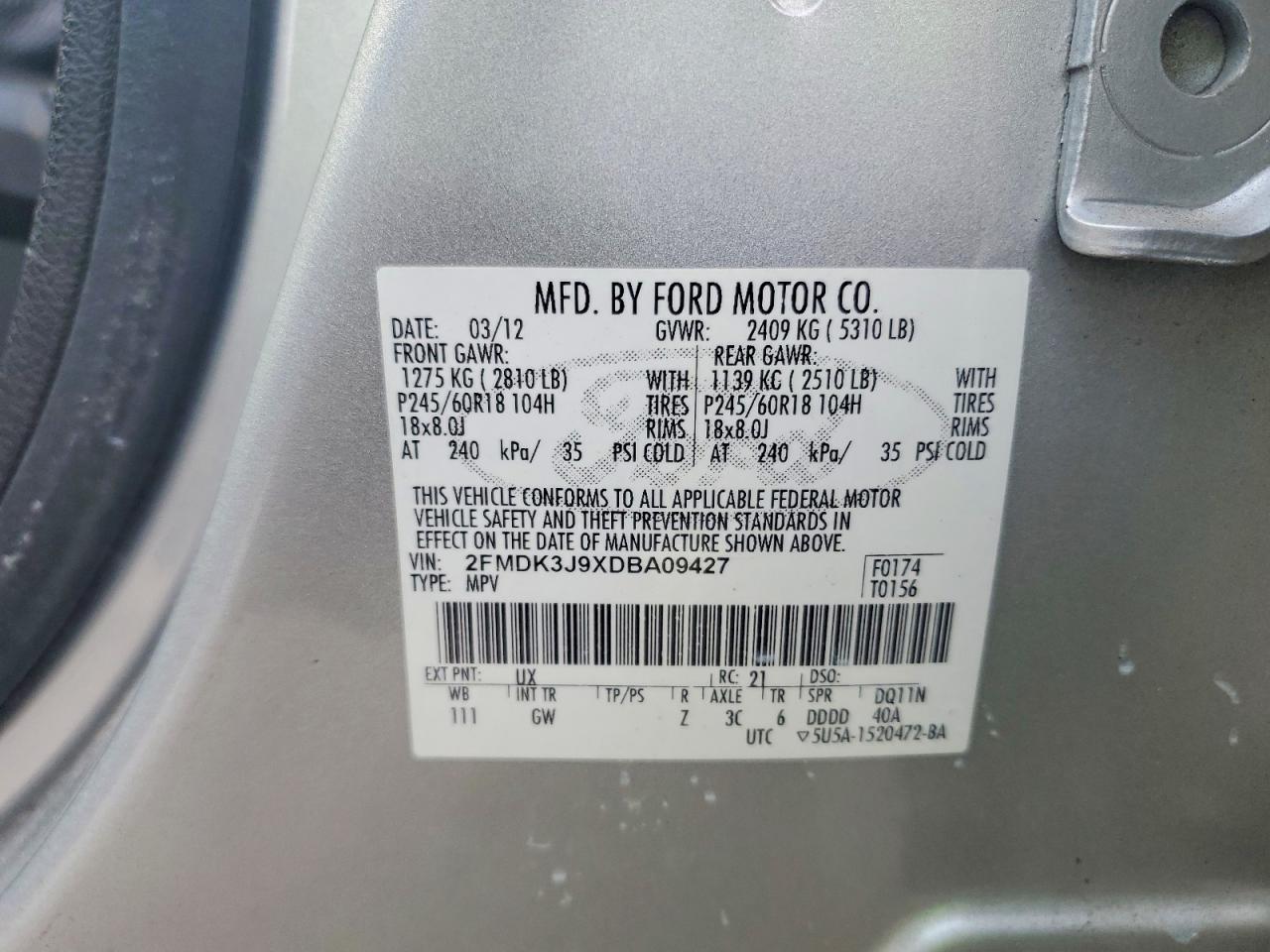 2013 FORD EDGE SEL photo 13