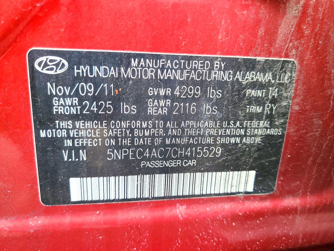 2012 HYUNDAI SONATA SE photo 12