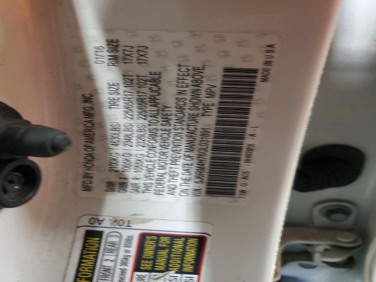 2016 HONDA CR-V EXL photo 12