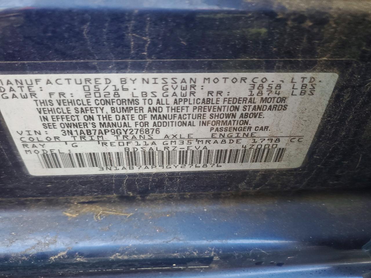 2016 NISSAN SENTRA S photo 12