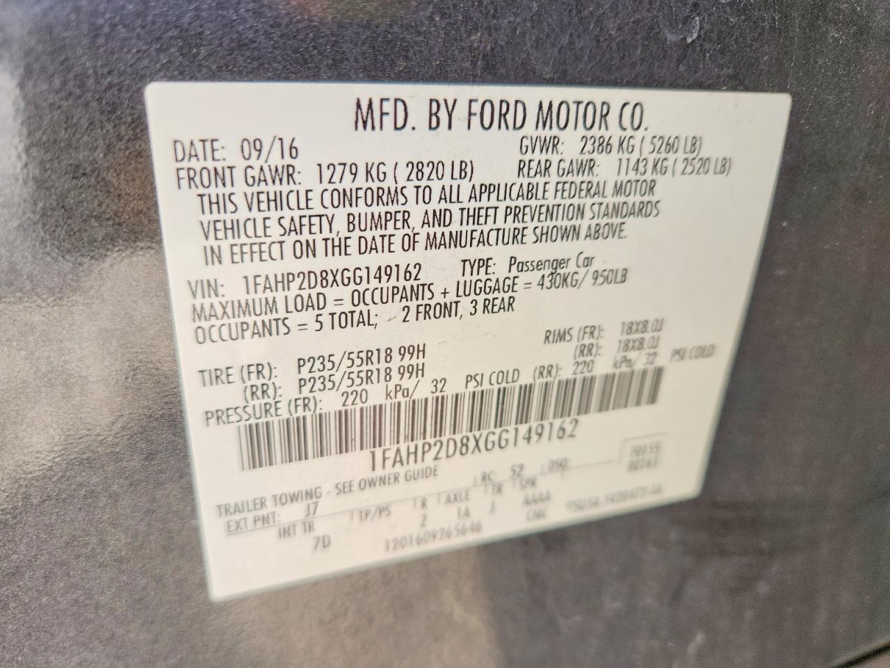 2016 FORD TAURUS SE photo 13