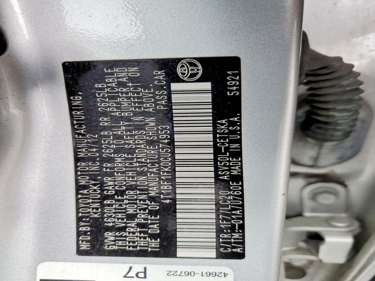 2012 TOYOTA CAMRY SE photo 12