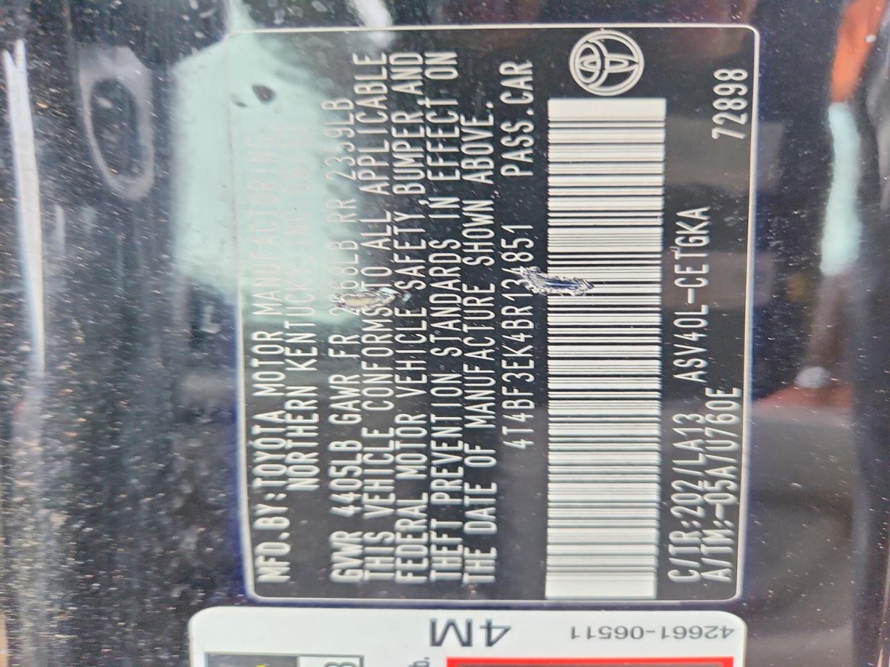 2011 TOYOTA CAMRY BASE photo 13