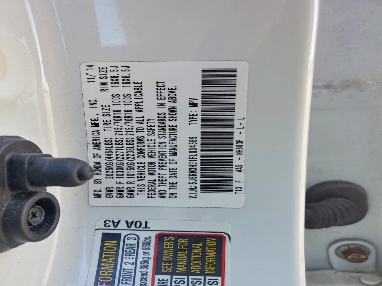 2015 HONDA CR-V LX photo 13