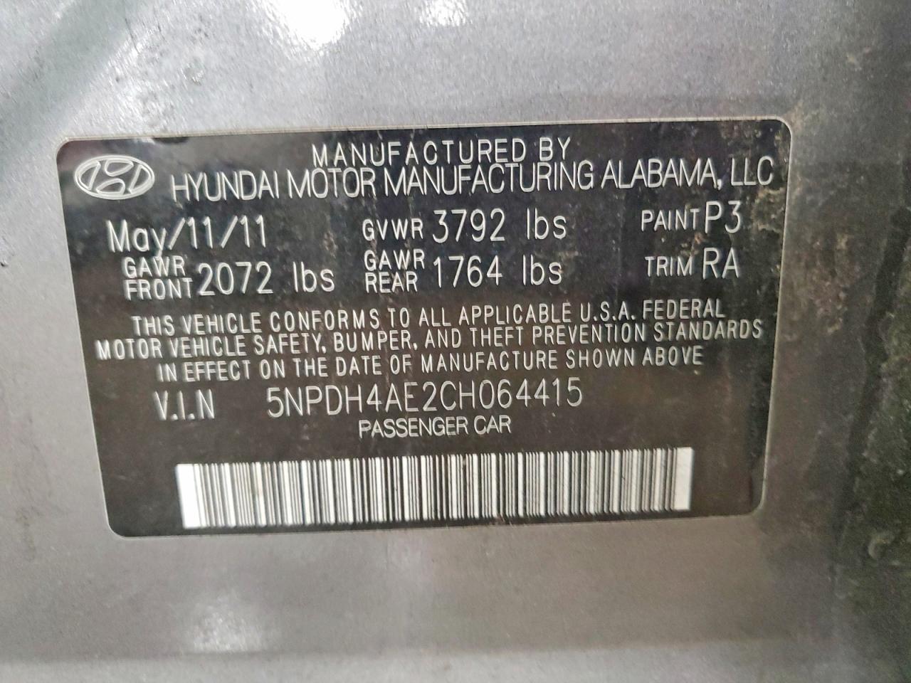 2012 HYUNDAI ELANTRA GLS photo 23
