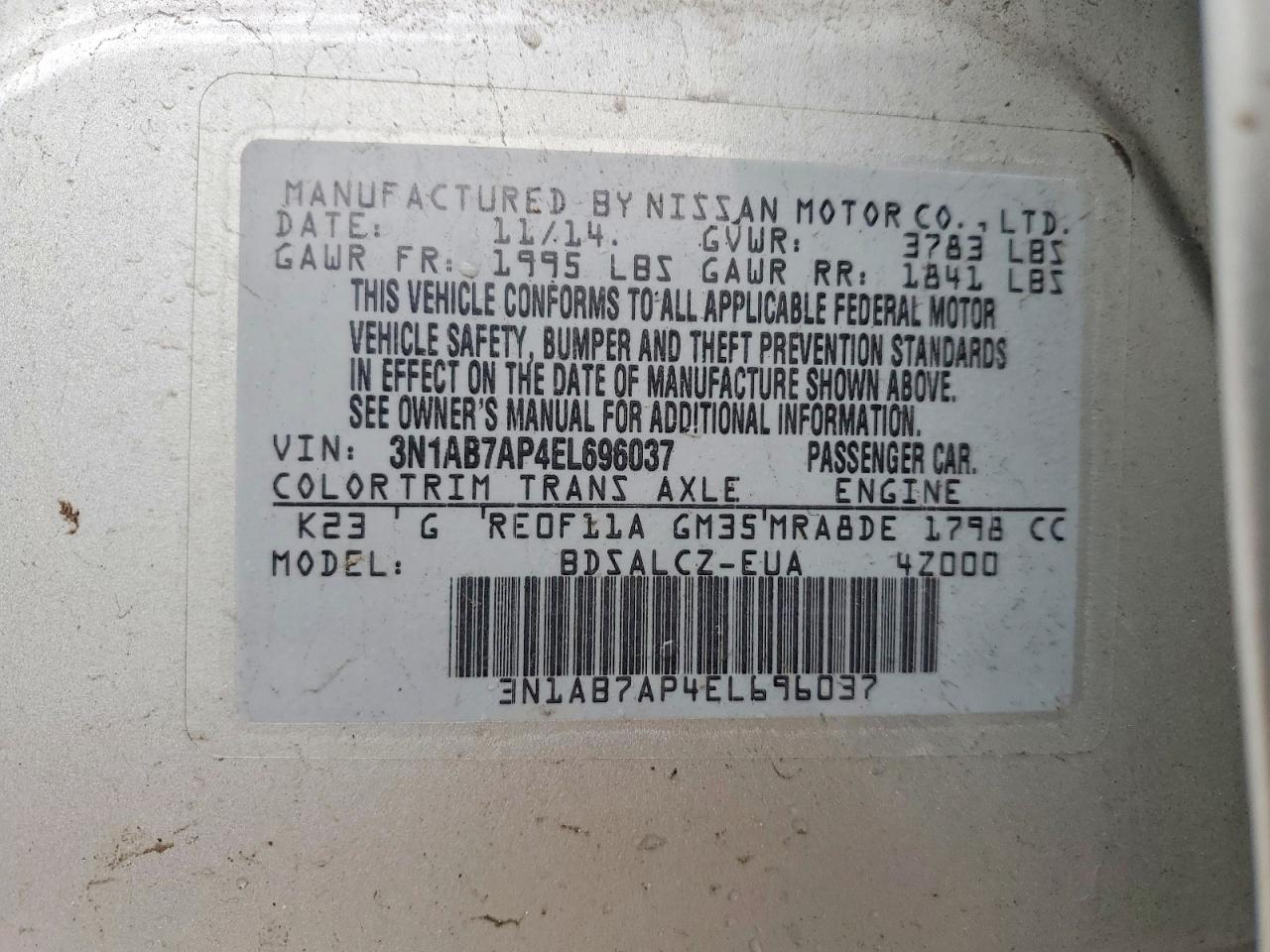 2014 NISSAN SENTRA S photo 13